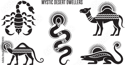 Mystic Desert Dwellers – Tribal Animal Vector Icons

