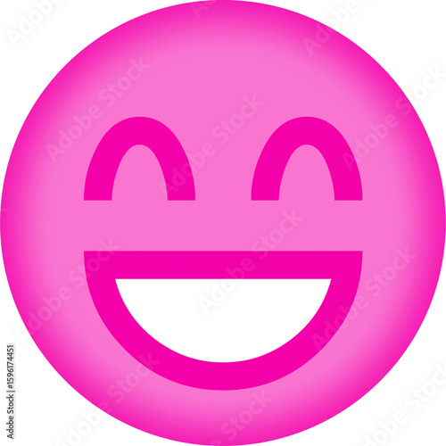 Vibrant magenta smiley face with glowing aura on black background
