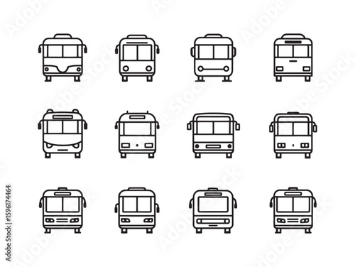  Intercity coach line art transportation sketch