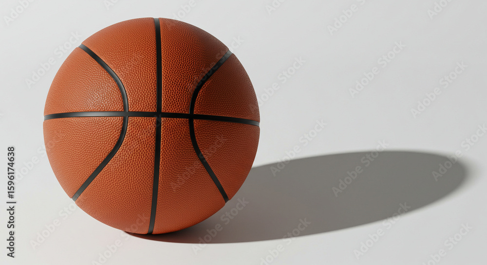 Fototapeta premium High-Resolution Image of a Classic Orange Basketball on a White Background: Perfect for Sports, Fitness, and Game-Related Designs. This meticulously detailed 3D rendering showcases the texture and...