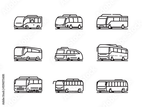  Intercity coach line art vehicle design
