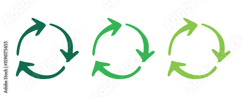 Hand drawn recycle arrow icon Recycling resources symbol Reuse of materials, zero waste, green environment, saving the planet