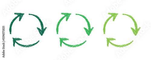 Hand drawn recycle arrow icon Recycling resources symbol Reuse of materials, zero waste, green environment, saving the planet