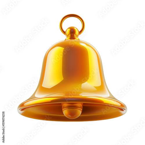 A shiny golden bell with a circular ring a transparent background Generative AI
