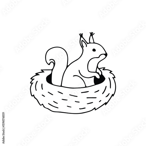 Squirrel shelter made from woven twigs