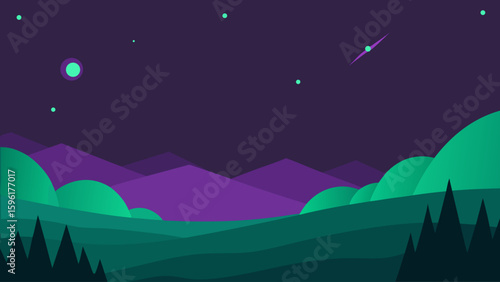nighttime valley bioluminescent grass stars