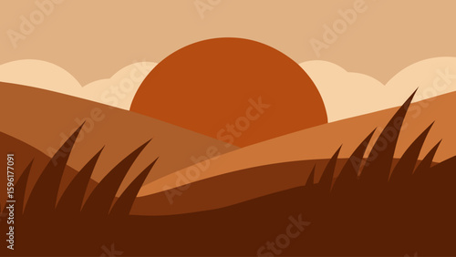 silhouette windblown grass hillside oversized