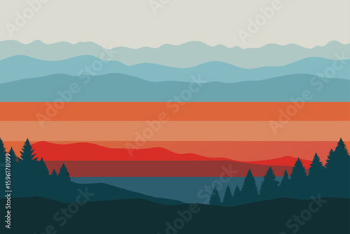abstract fog rolling through forest in wide bands