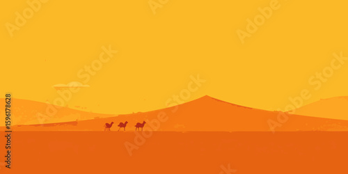 stylized mirage effect over vast sand plain small dunes