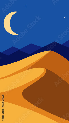 tall dunes under moonlit sky stylized waves of sand