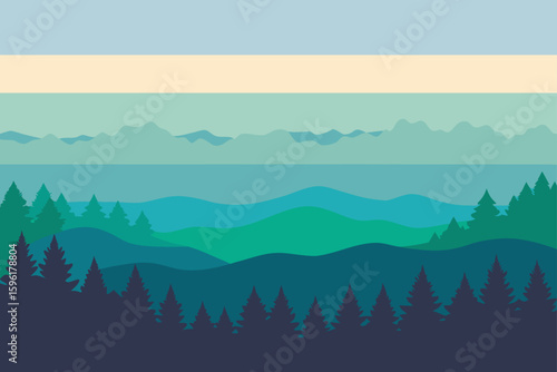 abstract fog rolling through forest in wide bands
