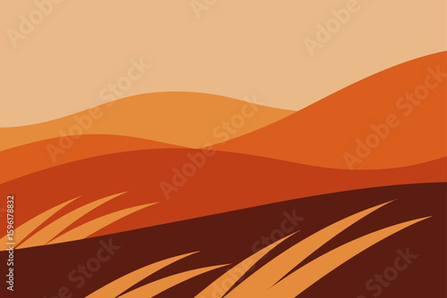 abstract wind swept grass in foreground hills