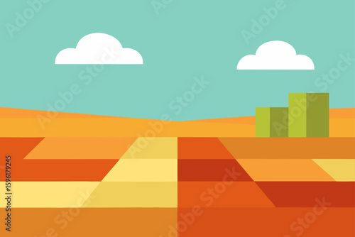 soft flat farmland with squares of crops minimal