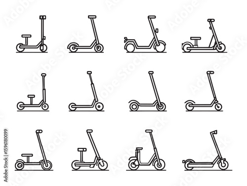 Kick scooter line art simple design