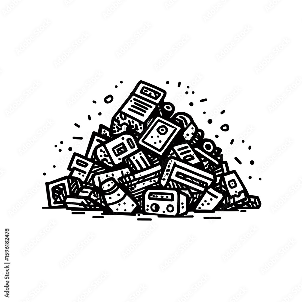 Obraz premium Pile of Vintage Electronics and Gadgets - Retro