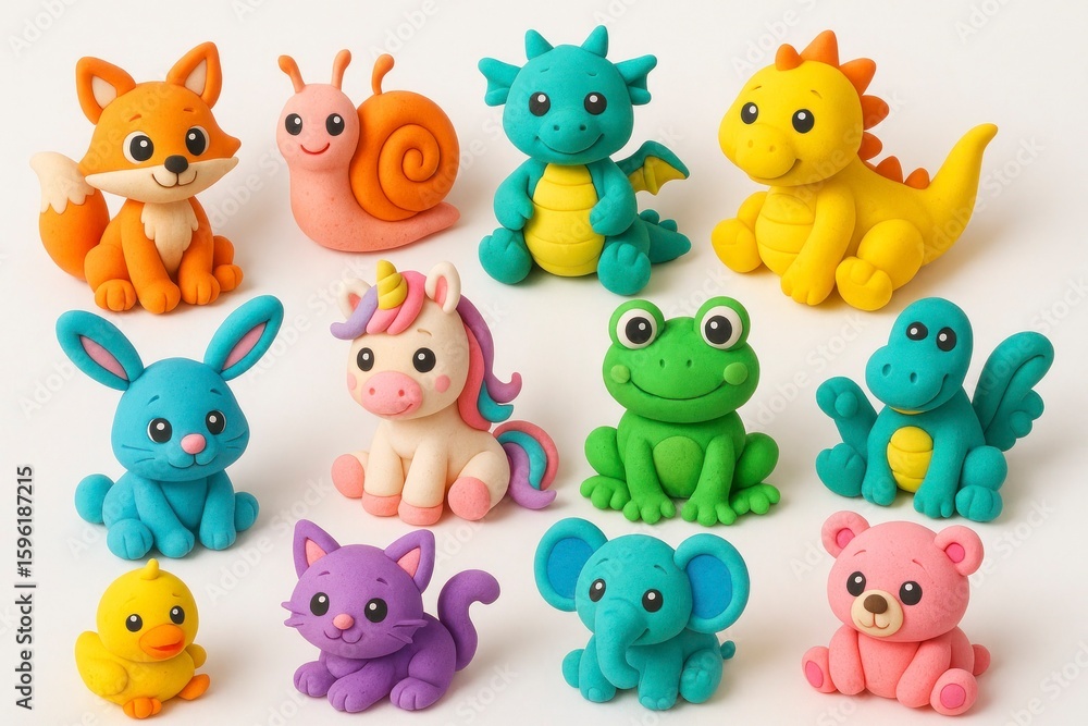 Obraz premium Colorful Clay Figurines for Kids – Cute Handmade Characters