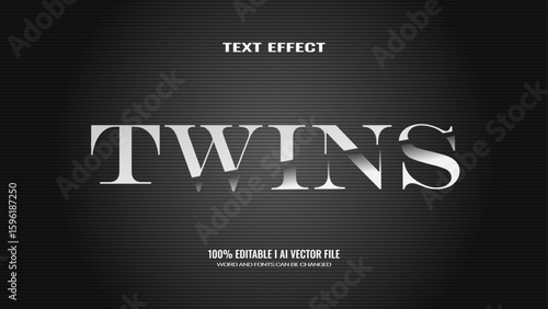 3D Text Effect twins, editable text