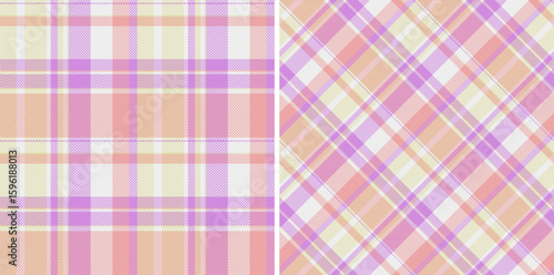 Seamless vector check of background texture plaid with a pattern tartan fabric textile. Set in pastel colors for luxury bedding sets.