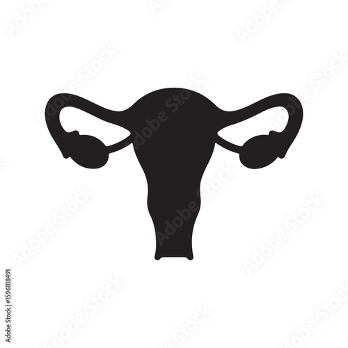 Uterus female reproductive pelvic organ Solid Flat Vector Icon Isolated on White Background