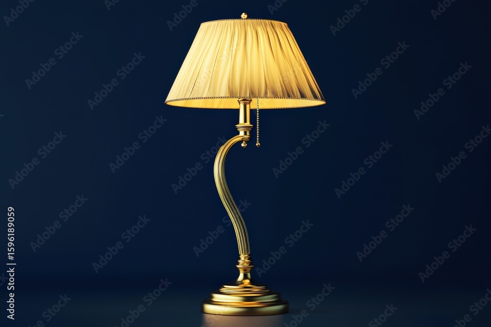 Obraz premium Golden table lamp with pleated shade.