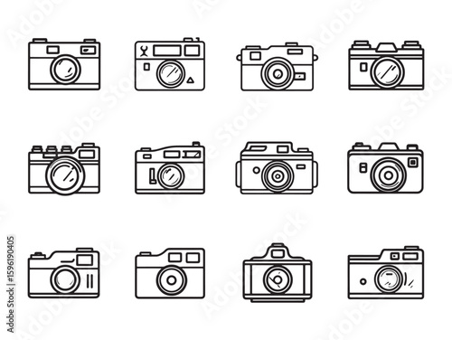 Minimalist camera line art design for creative projects