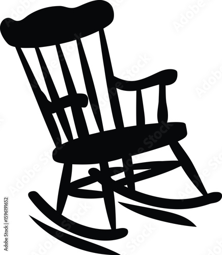 Rocking Chair Silhouette Icon – Classic Wooden Furniture Vector.