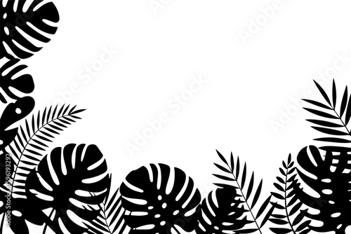 Tropical Leaves Frame art vector graphics black