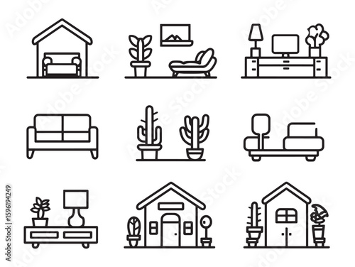 Minimalist Loft Apartment Clean Line Drawing