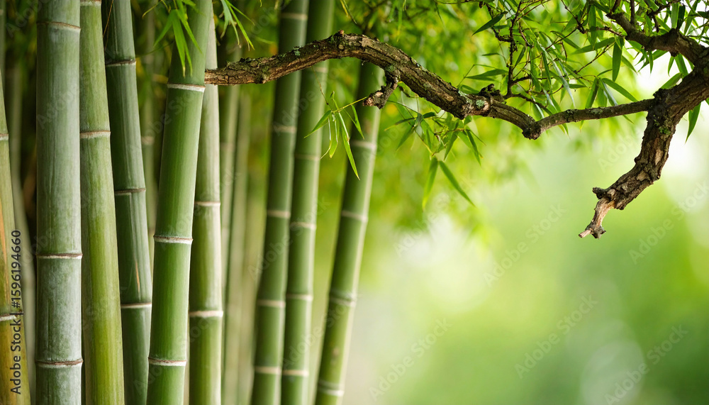 Obraz premium Serene Bamboo Grove with Lush Greenery