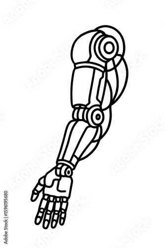 Robotic Arm Prosthetic Outline Icon Vector - Modern Technology and Bionics Symbol