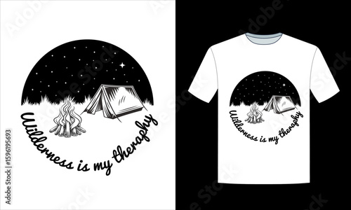  Wilderness Is My Theraphy Camping T Shirt Design.ai