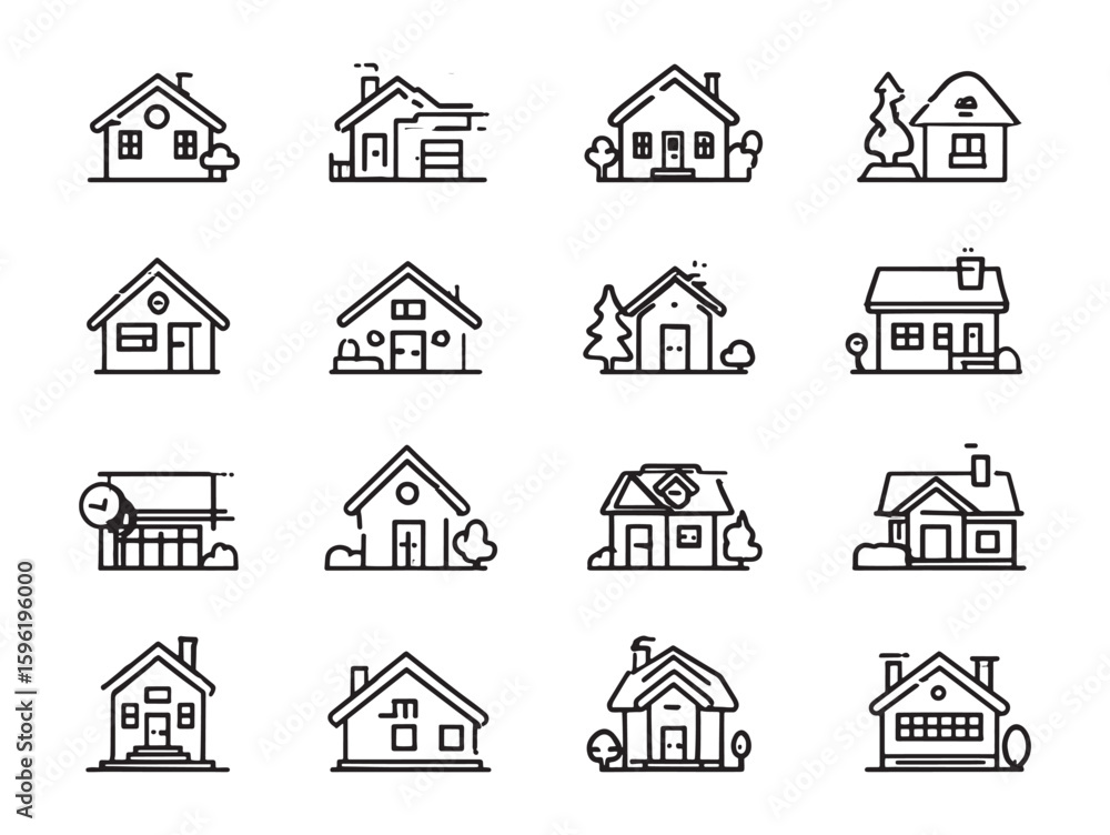Fototapeta premium Modern Duplex Home Vector Line Art