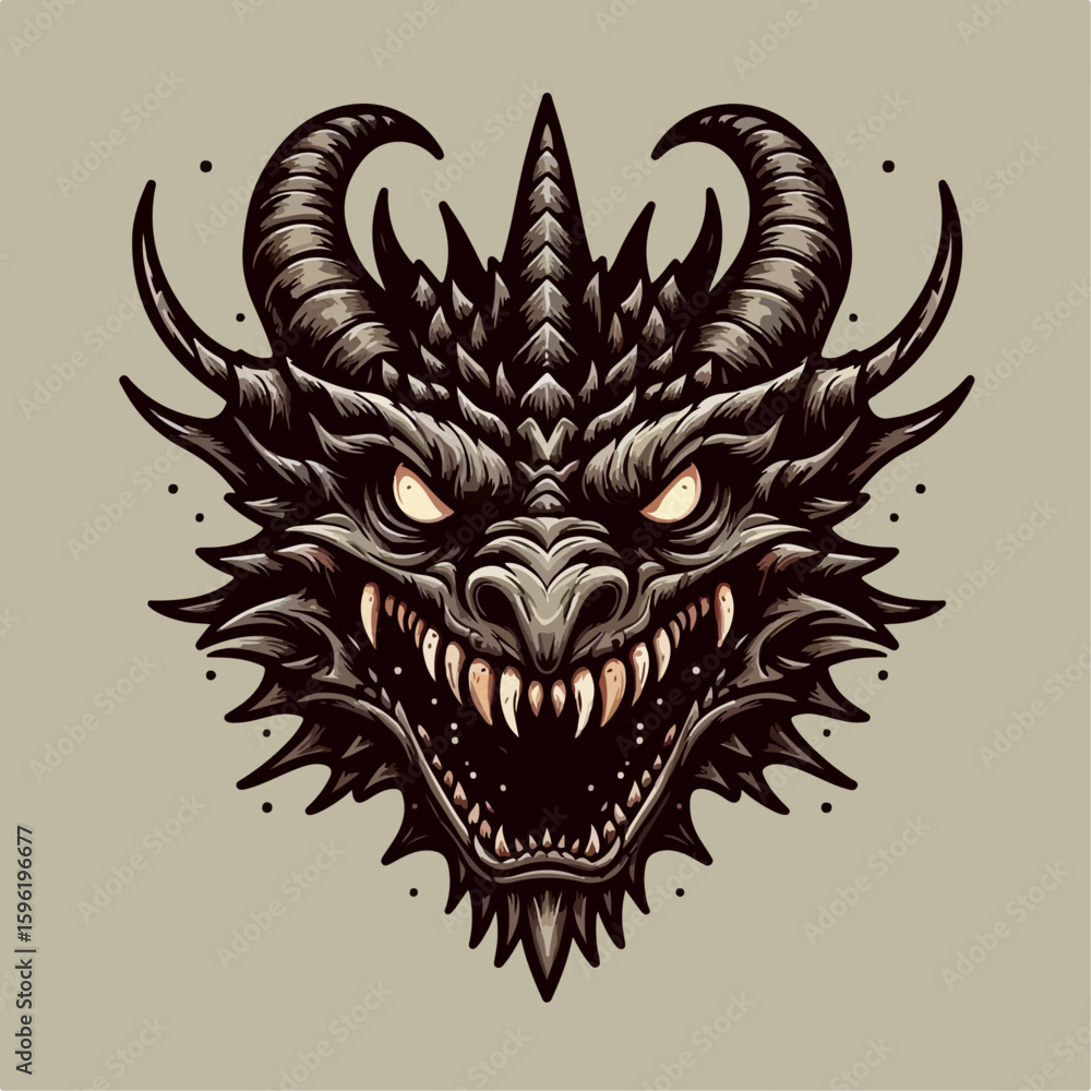 Fototapeta premium spooky dragon head illustration