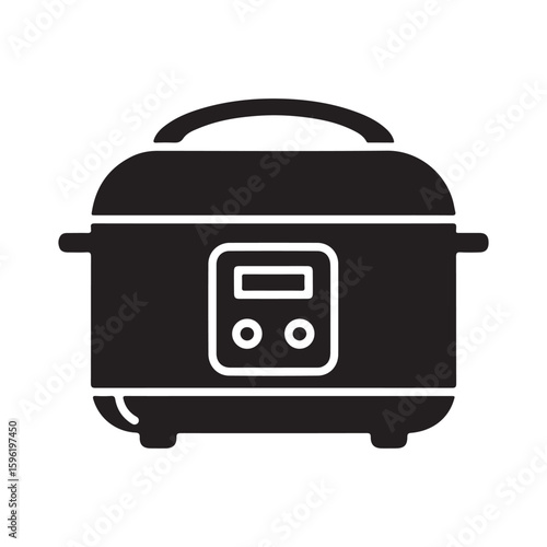 Multicooker, Kitchen Multi Cooker Machine Solid Flat Vector Icon Isolated on White Background