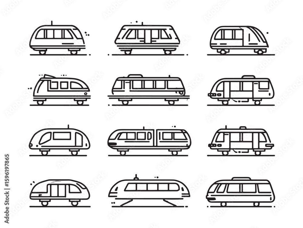 Obraz premium Monorail car sleek futuristic line art