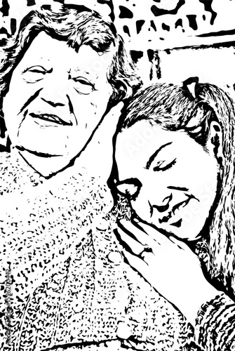 Grandma and grandaughter loving