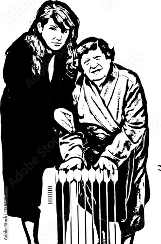Cold shivering  women with radiator heat