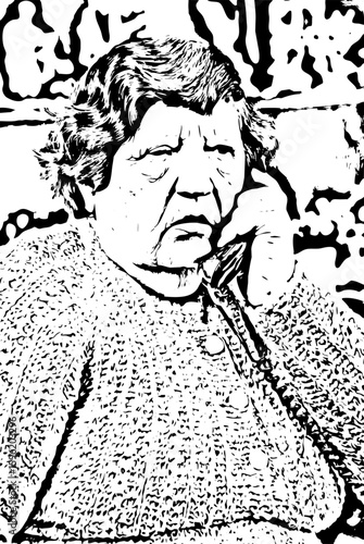 Elderly woman speaking at phone