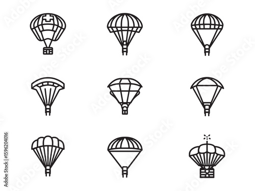 Parachuting Line Art Gravity Defying Fligh