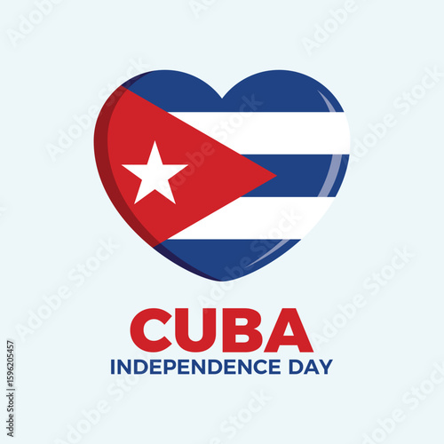 Free Download Cuba Independence Day poster vector illustration. Flag of Cuba in heart shape icon vector. Cuban Flag love symbol. Template for background, banner, card. Important day - GFXLoad