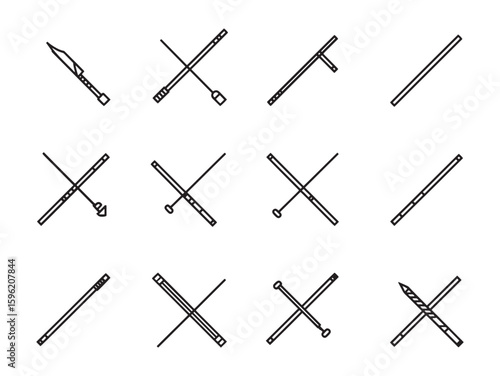 Pole Vault Line Art Sports Design