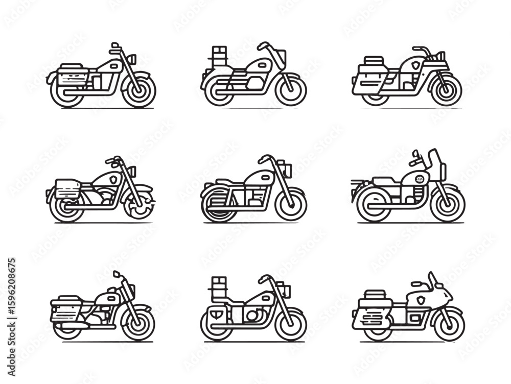 Obraz premium Police motorcycle sleek minimalist line drawing
