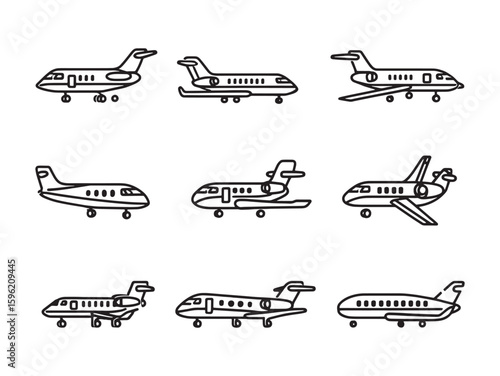 Private jet luxury in simple line