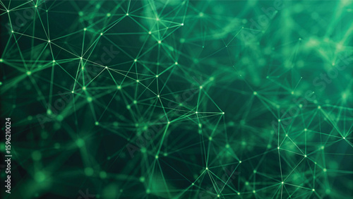 Abstract green digital fractal network of light lines for a futuristic technology or festive Christmas design