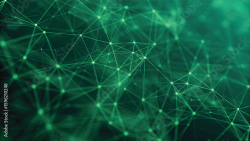Abstract green digital fractal network of light lines for a futuristic technology or festive Christmas design