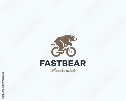 Speed race wild bear ridin bicycle logo template for sport company