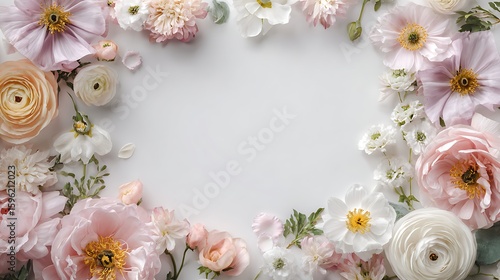 Wallpaper Mural Pastel Floral Frame with Soft Pink and White Flowers / 淡いピンクと白い花々で彩るナチュラルフレーム Torontodigital.ca