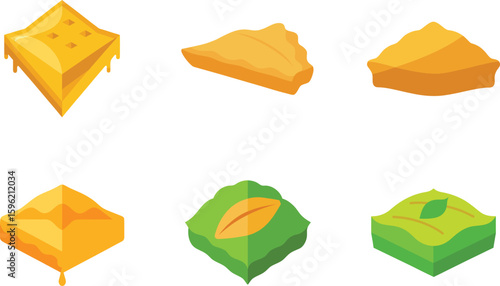 Baklava Vector Illustration Set