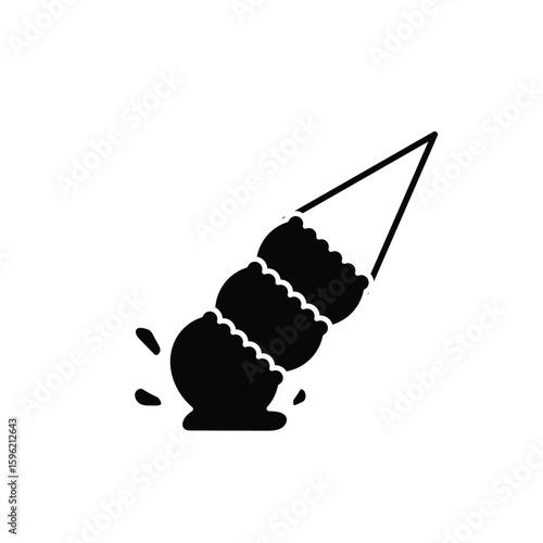 A falling ice cream cone icon. A logo of an ice cream cone that has fallen to the floor. A simple, minimalist black and white icon. Suitable for use as a company logo, business logo, or sticker.