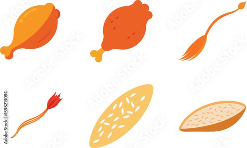 Biryani Vector Illustration Set